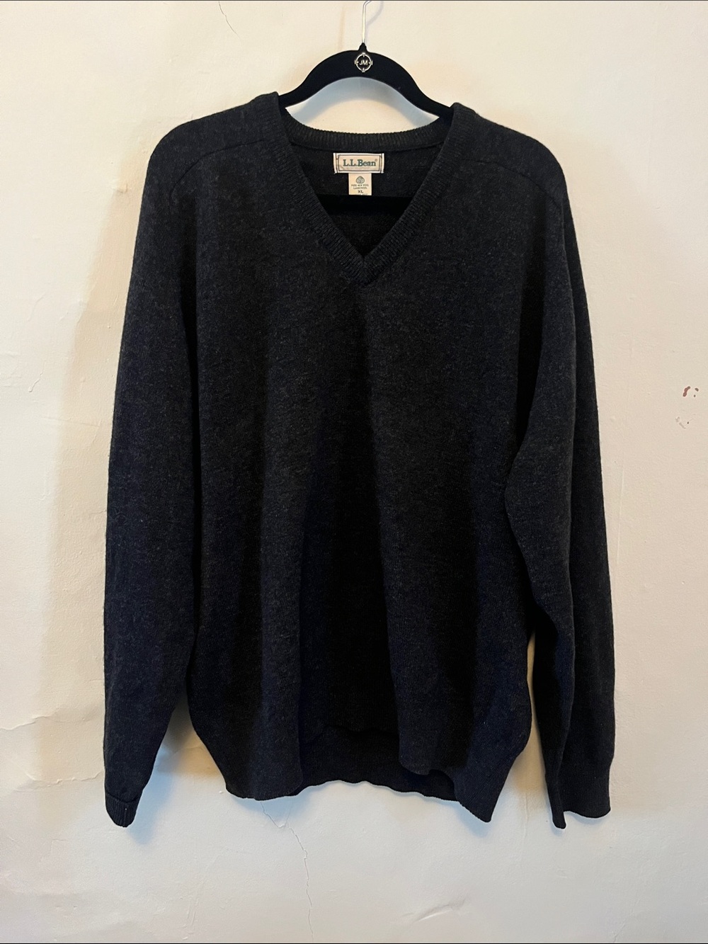 L.L. Bean Men's Charcoal Heather V-Neck Sweater